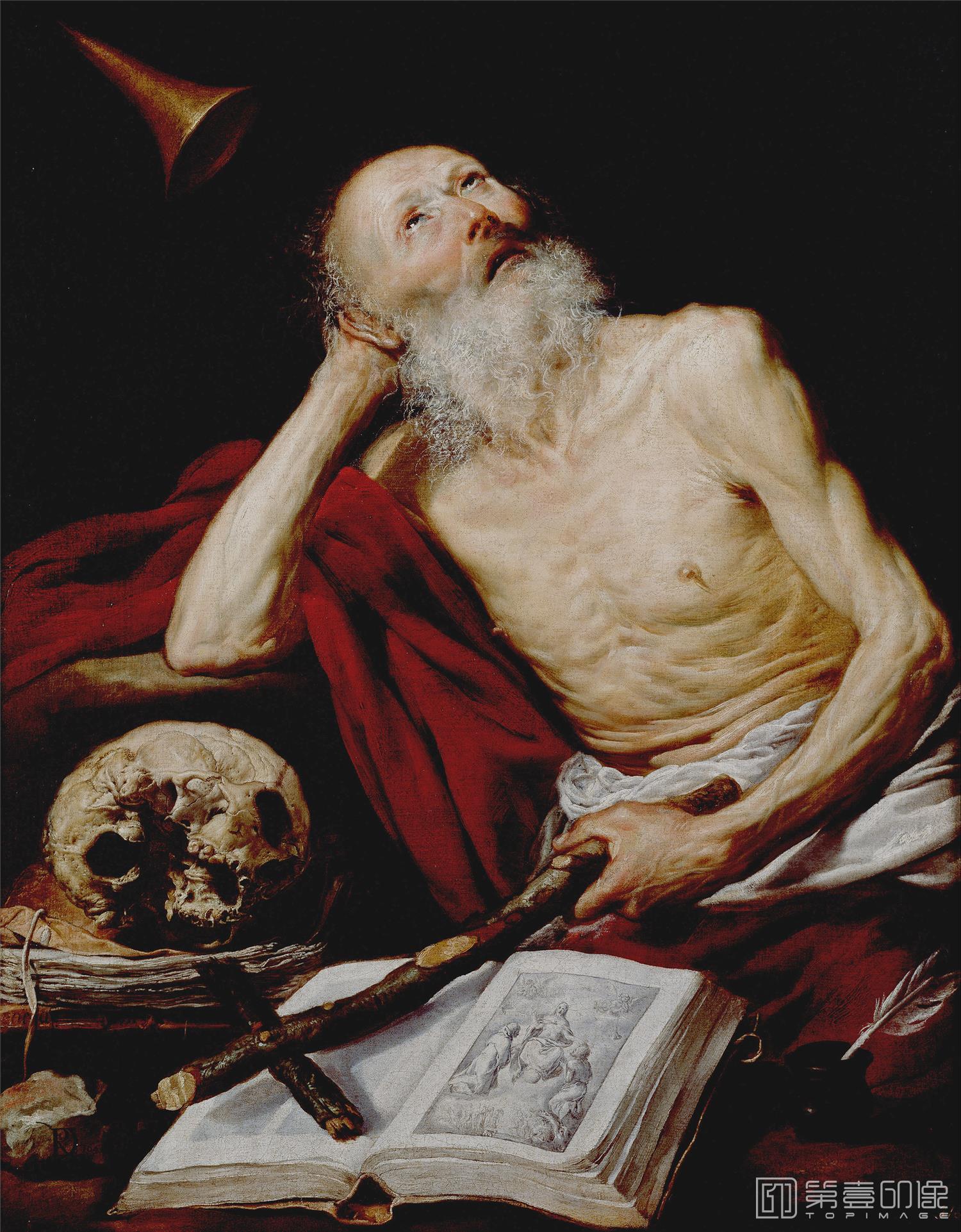 油画-西班牙普拉多美术馆油画藏画-Pereda y Salgado, Antonio de-San Jerónimo-104,3cm x 84cm-2101